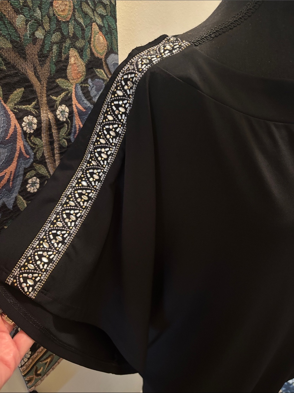 White House Black Market Bejeweled Black Dress S
